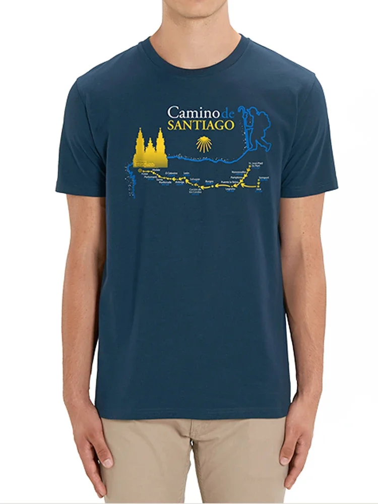 Mapa Camino De Santiago T-Shirt New 100% Cotton Short Sleeve O-Neck Harajuku Casual Mens T-shirt Streetwear