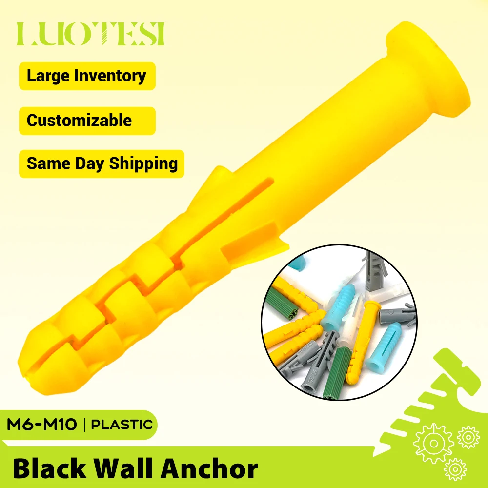 50pcs Plastic Expansion Anchors M6 M8 M10 M12 M14 Frame Fixed Tube for Selftapping Screw Plastic Anchor Wall Plugs for Screw