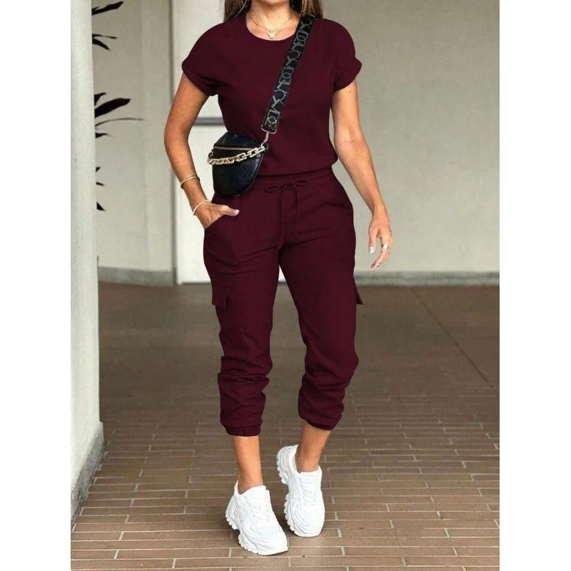 

Women's Cargo Jogger Set Workwear Running Pants Outfit Fashionable Summer Set No Brand Registered Trademark Spring Listing