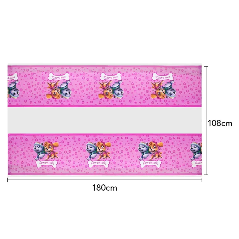 Paw Patrol Cartoon Waterproof Table Cover, Dog Theme Birthday Party Supplies, DIY Decoração, Pink Toalha De Mesa Descartável Para Crianças