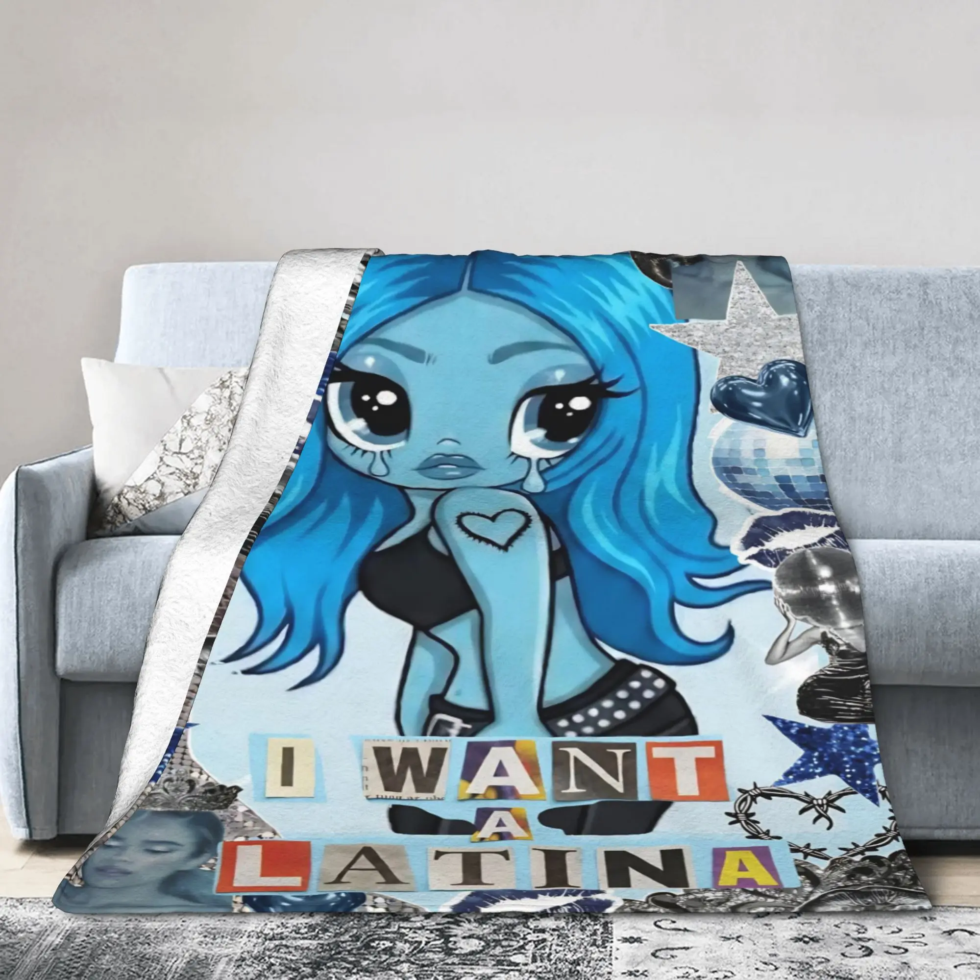 Karol G No Me Arrepiento de Sentir Tanto Blanket Cover Velvet  Super Warm Throw Blanket for Airplane Travel Bedroom Quilt