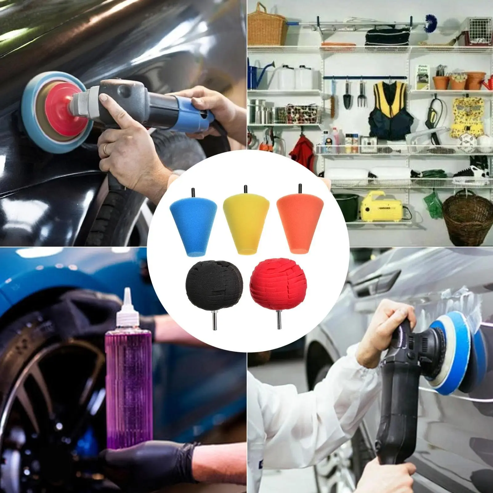 

Wheel Polishing Kit 5 Pieces Reusable Buffer Sponge Polishing Pads For Car Wheel Hub Care Detailing Metal Aluminum Stainless