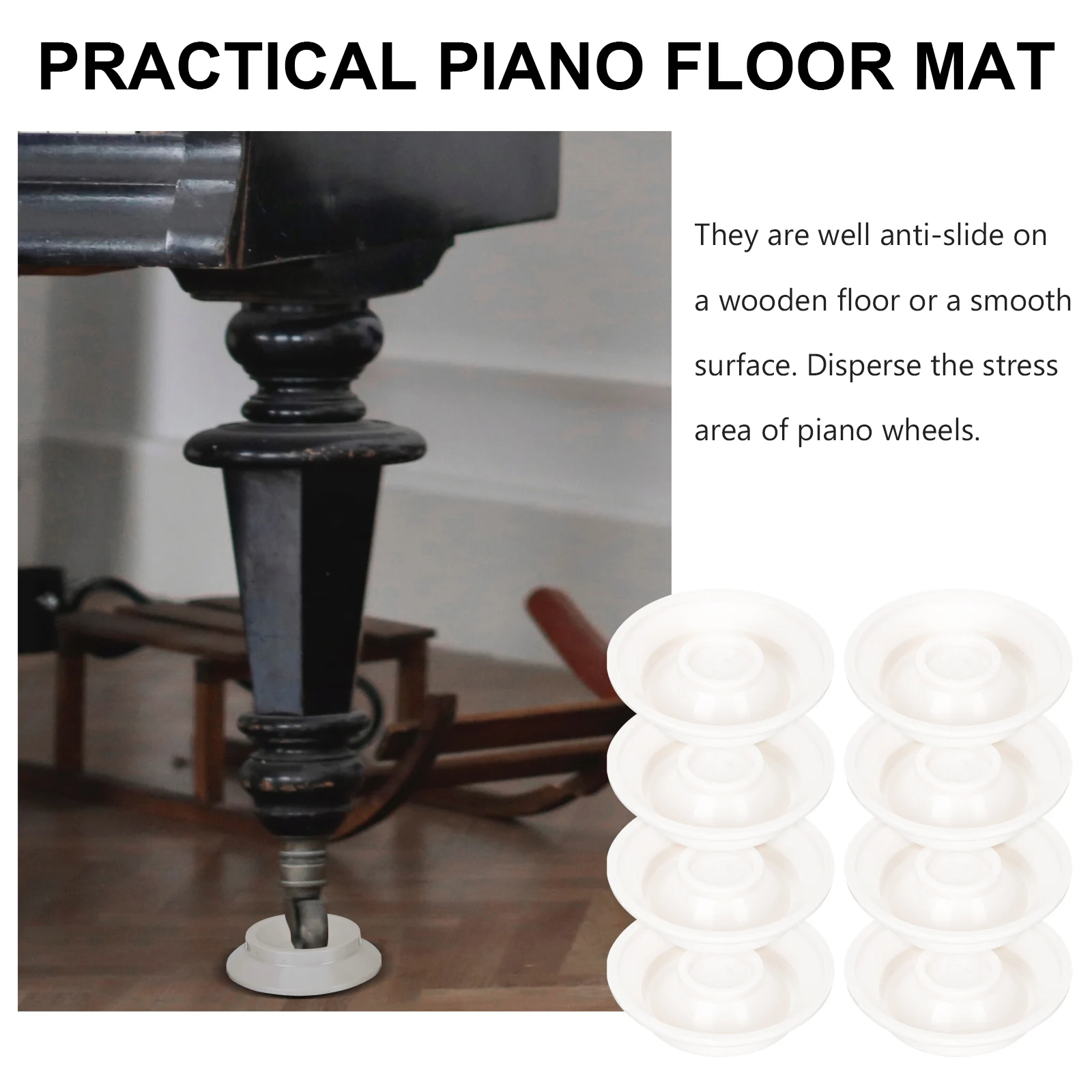 

8 Pcs Piano Foot Pads Floor Convenient Mat Accessory Abs Creative Non-slip Mats