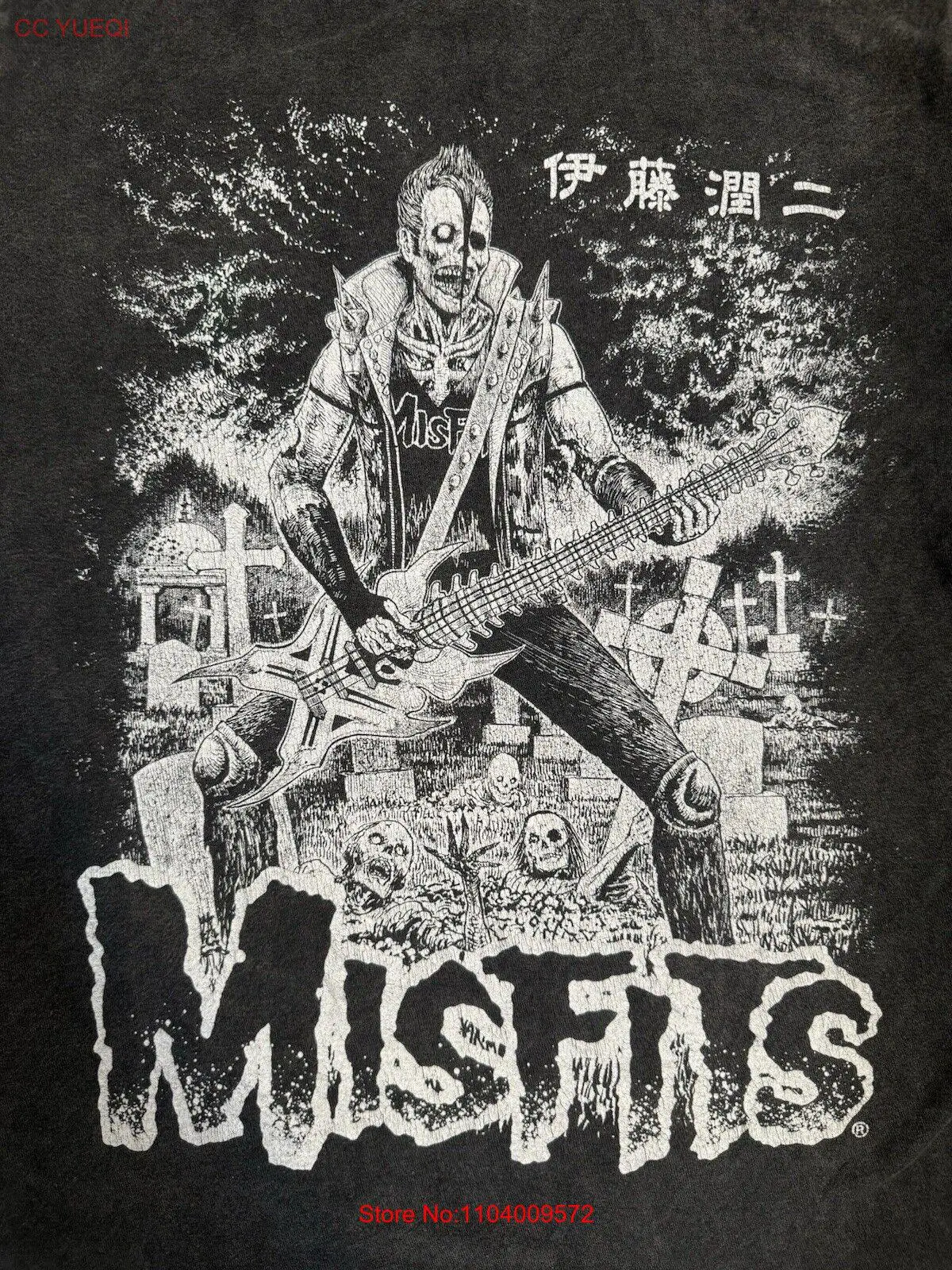 Misfits X Junji Ito T Shirt Black Punk Band Tee Goth Metal Double Sided SMALL