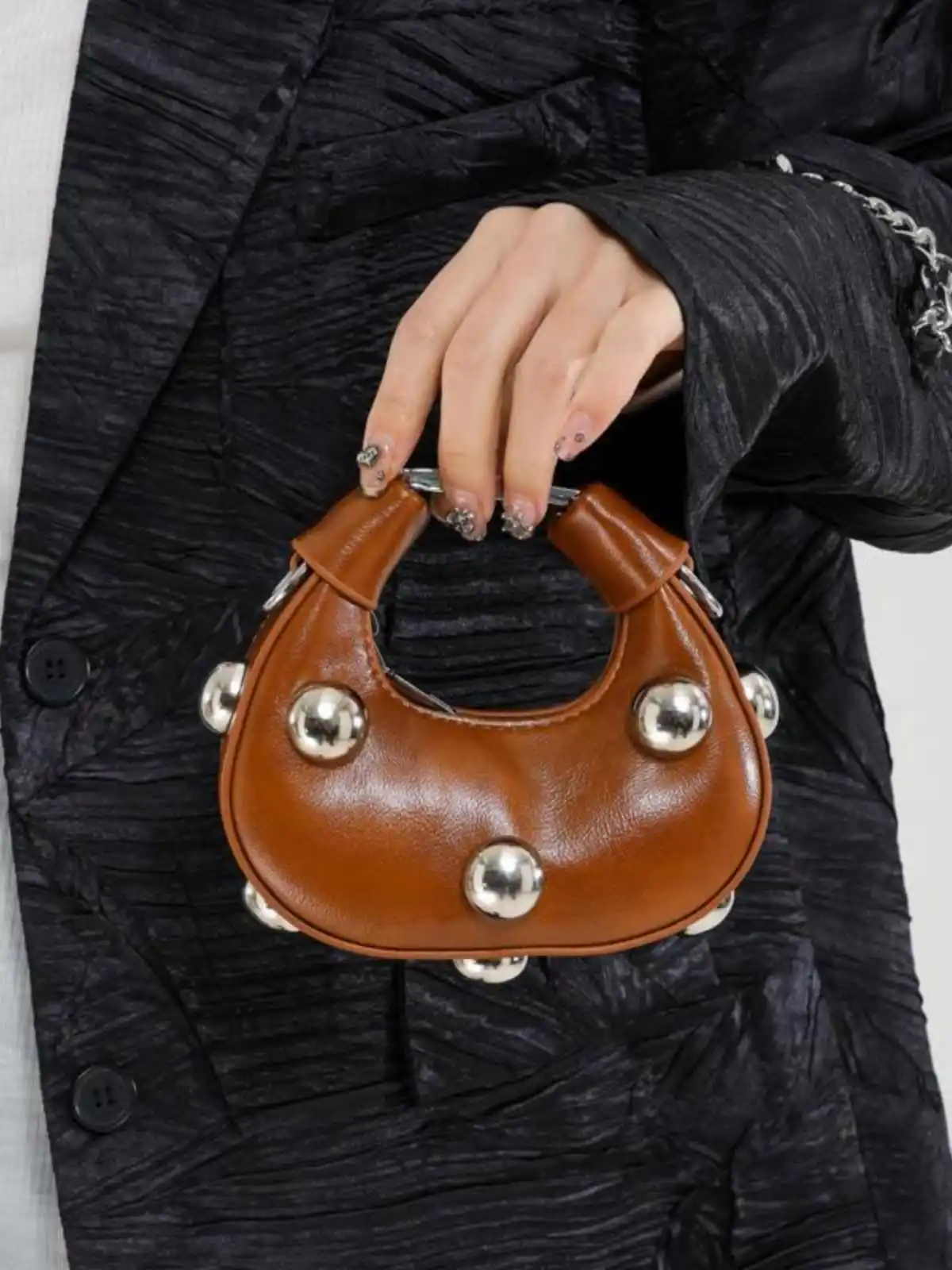 Punk Style Design Mini PU Leather Crossbody Bags for Women 2024 Fashion Female Delicate Earphone Bag Coin Purse