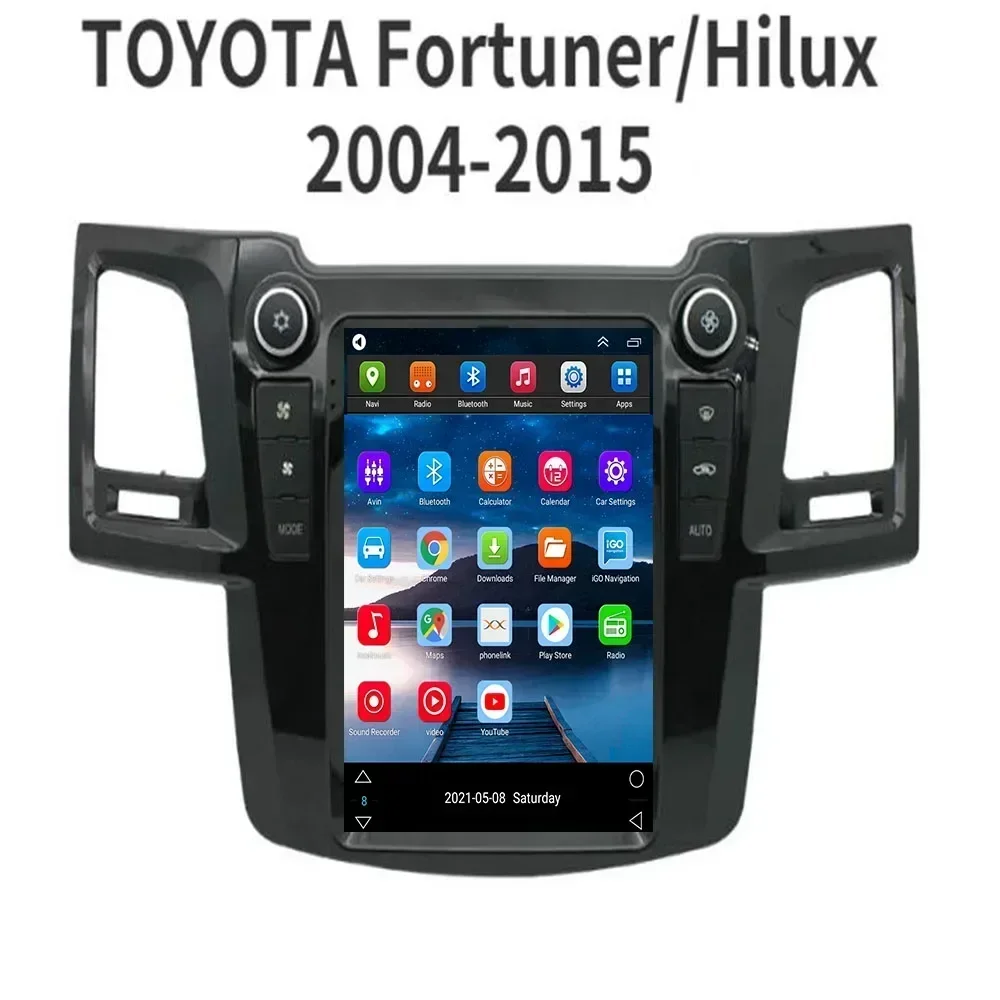 128G Tesla Screen For TOYOTA Fortuner HILUX SW4 Revo 2005-2015 Android Radio Car Multimedia Player GPS Navigation Android Auto