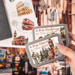 JIANWU Just Go Travel Series Vintage Building Landscaping PET Boxed Sticker Creative DIY Journal Material Collage Stationery