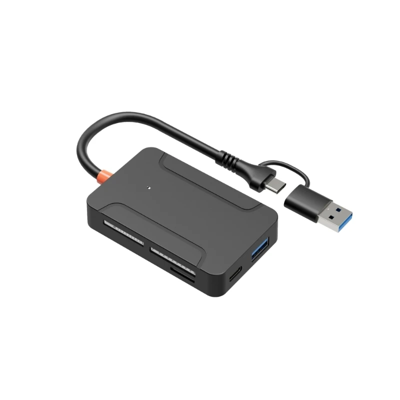 Y4UE Camera File Transfer Card Reader Dock, 6 in 1 USB C and USB Reader with Card Access and a Small Travel Use Body for Desk