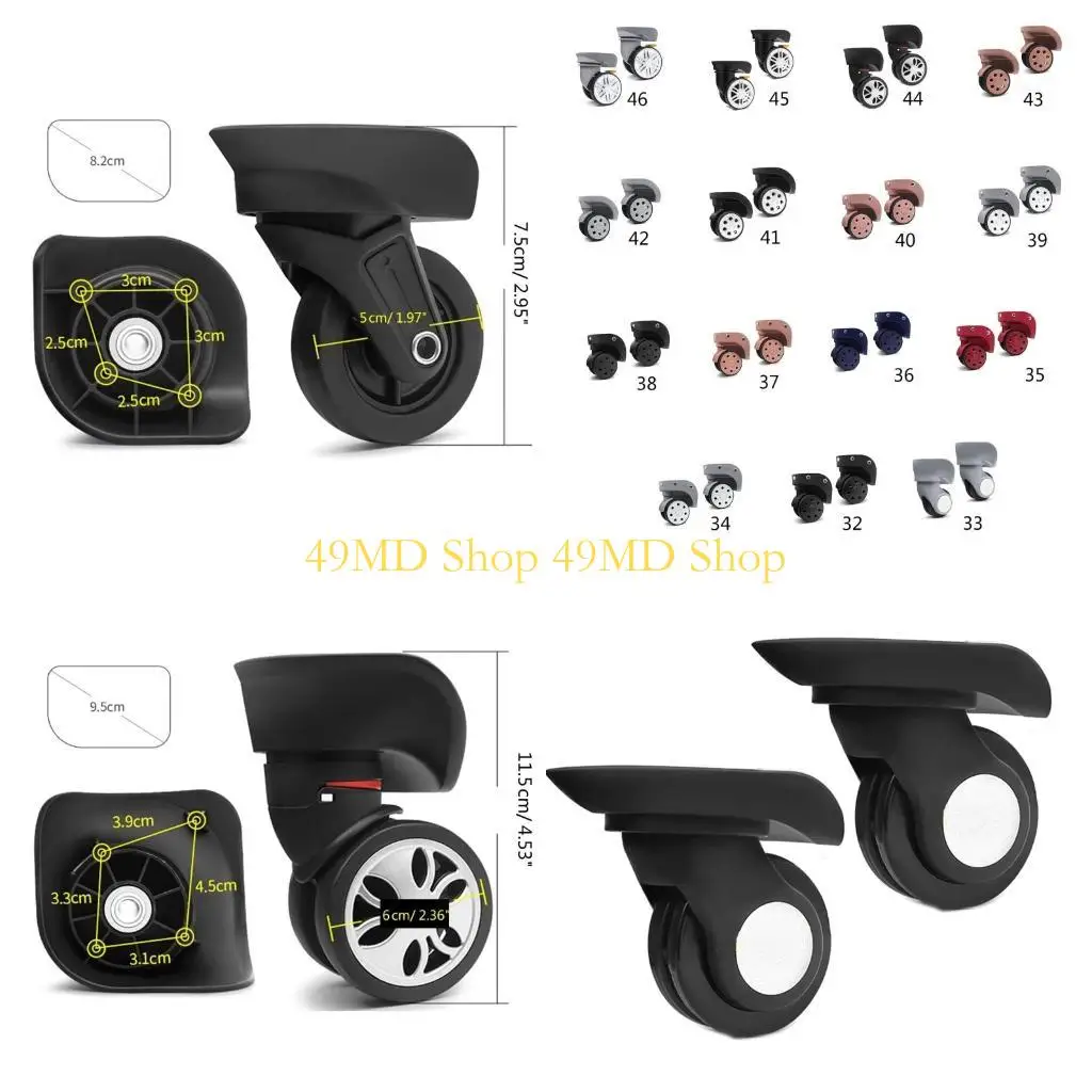 

49MD 1 пара сверхмощных колесиков для замены багажных колес, поворотные ролики на 360 градусов