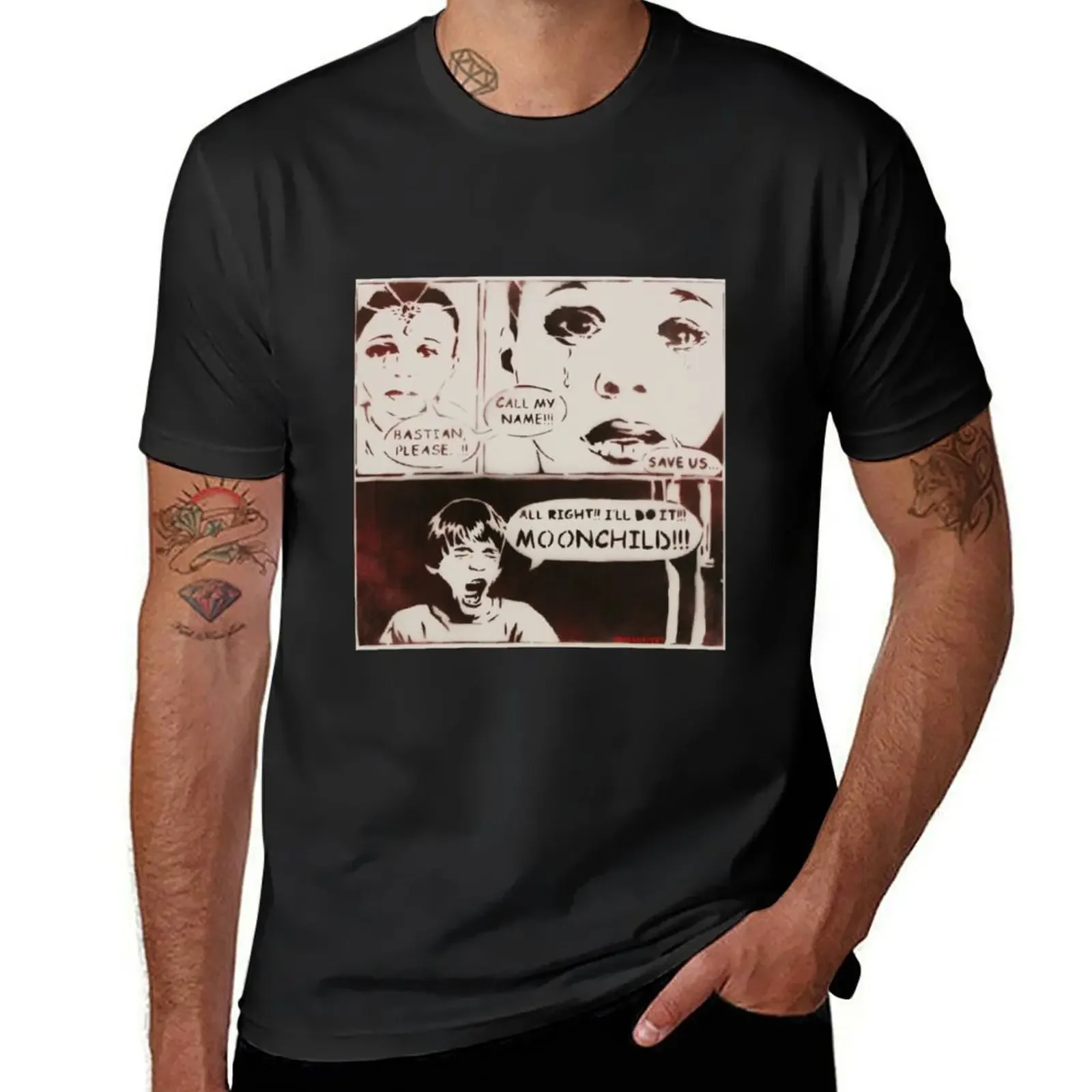 

MrMAHAFFEYS Moonchild Neverending Story Comic Style T-Shirt Blouse graphic t shirts mens funny t shirts