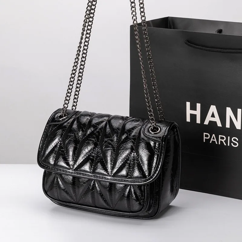 Oil difference bag Rhombus chain bag Women's bag Xiaoxiangfeng crossbody light luxury underarm bag stray bag