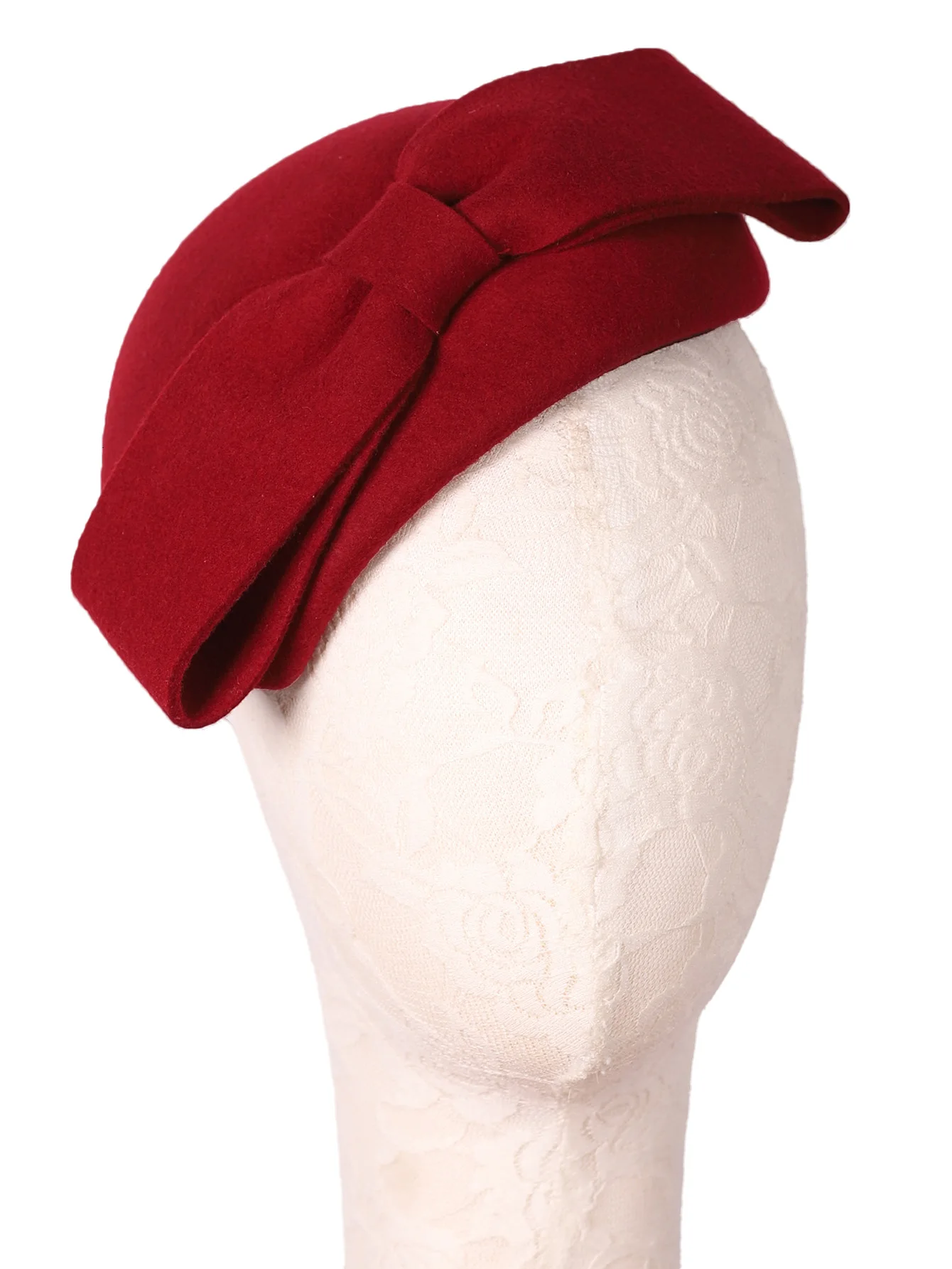 FS Wollfilz-Braut-Fascinator- und Derby-Hüte für Damen – Rote/Schwarze elegante Kirche, Kentucky Tea Party Hochzeit Pillbox Cap – Detail 19