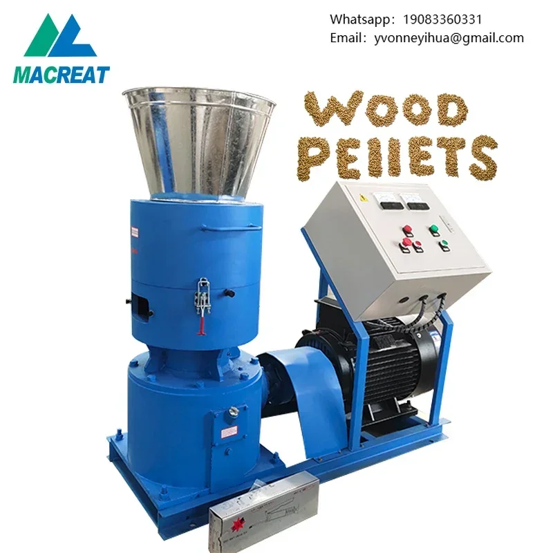 

MACREAT Flat Die Wood Pelletizer Manufacturer Biomass Pellet Machine Sawdust Straw Fuel Wood Pellet Machine