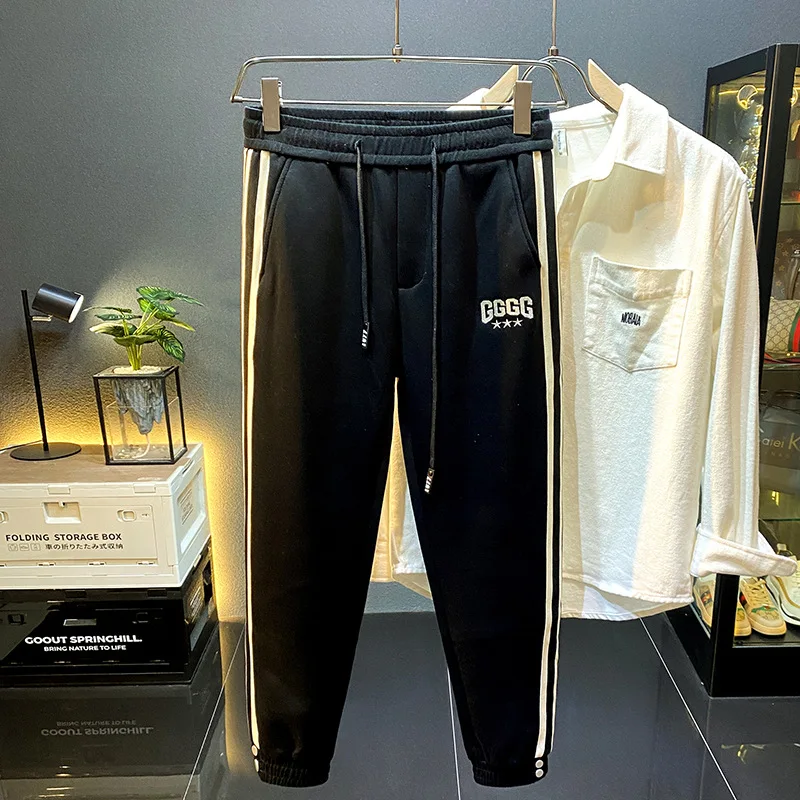 

High-End Loose Tappered Sweatpants Men's Autumn 2024 New Knitted Trousers American Harem Sports Pants