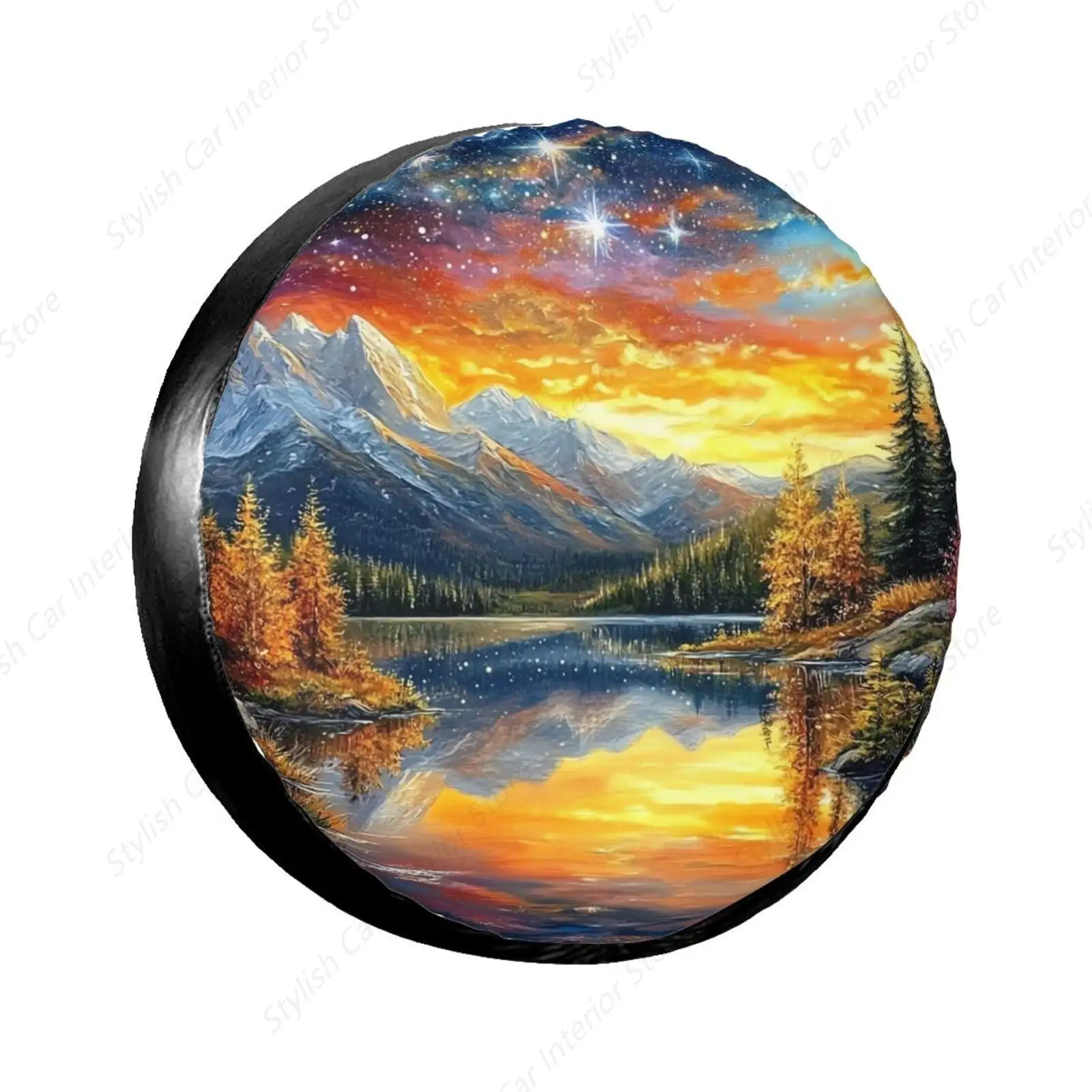 

Чехол для запасного колеса с пейзажными горами и рисунком для внедорожника, прицепа, грузовика, кемпера, водонепроницаемые защитные колеса, забавный чехол для колес