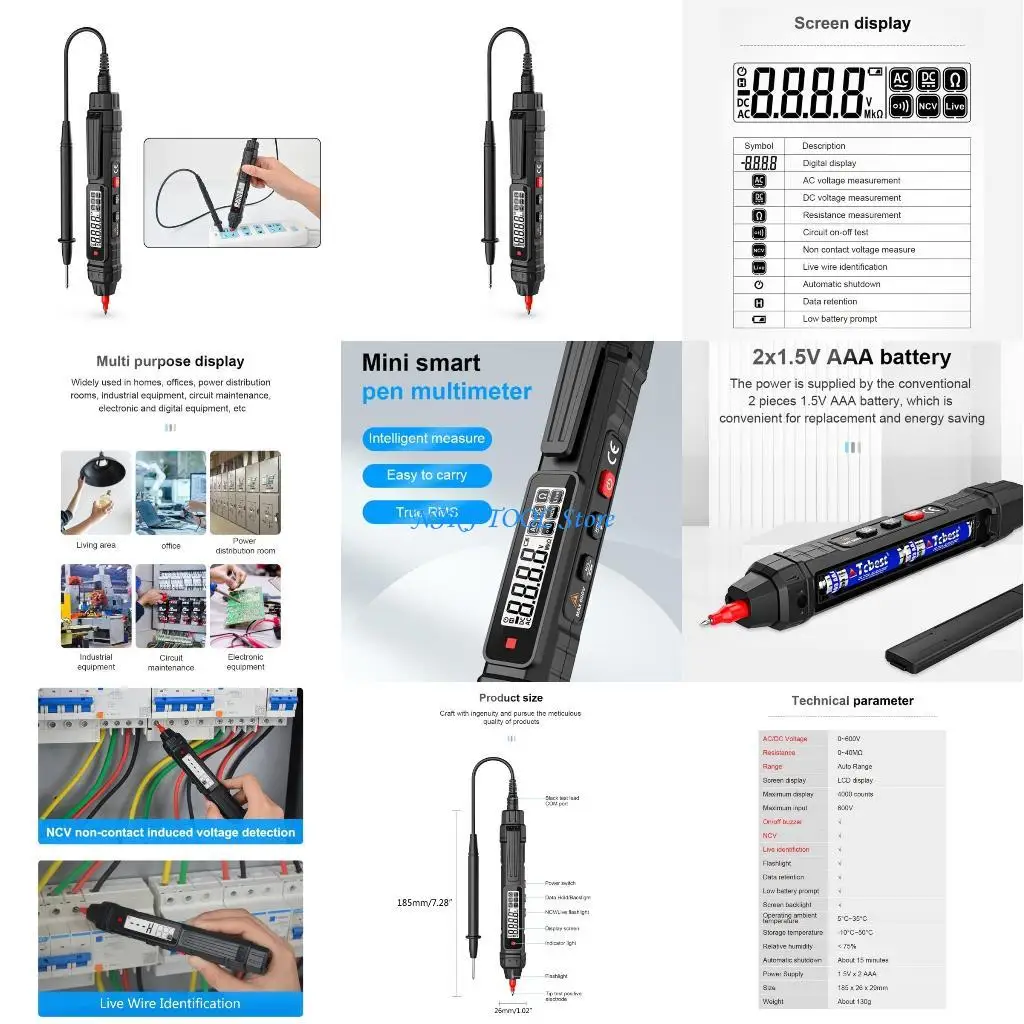 

L8RC Pen Type Multimeter Maintenance Electrician Voltmeter High-precision Measuring