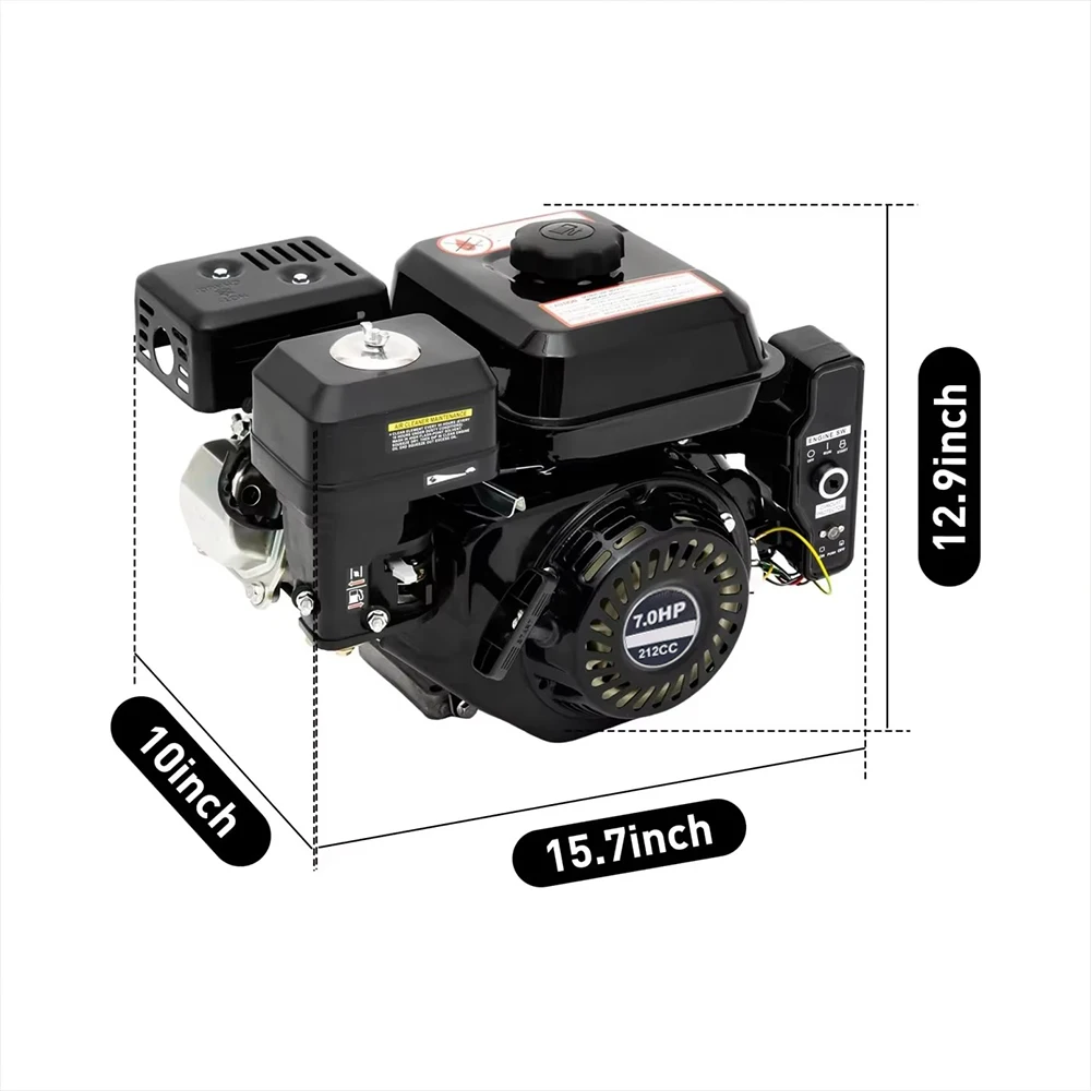 7.0 HP Horizontal Shaft Gas Engine Electric Start 4 Stroke 210CC Gasoline Engine OHV Air Cooled Pull Start Motor 3600rpm