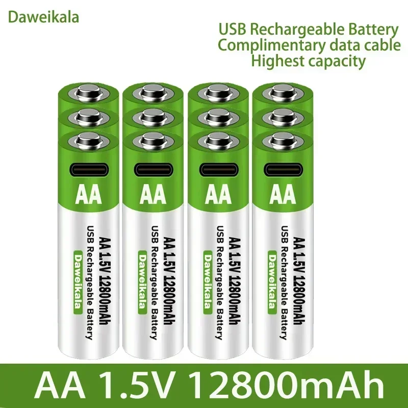 2024 nuova batteria ricaricabile agli ioni di litio AA USB 1.5V AA 12800mah/batteria agli ioni di litio orologio giocattolo lettore MP3 tastiera