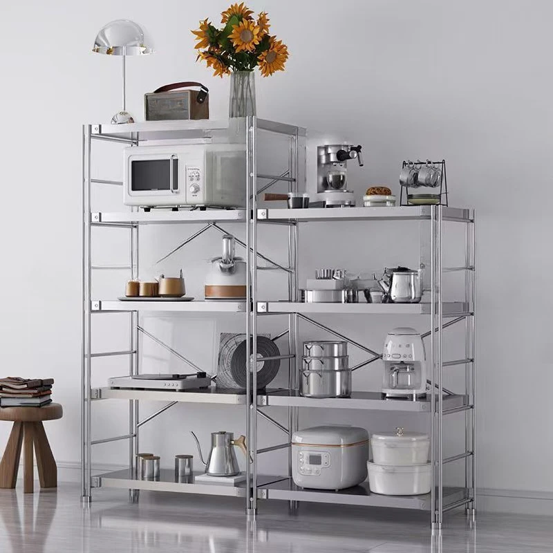 

Stainless steel shelves Kitchen floor-to-ceiling microworage supermarket floor-to-ceiling shelves