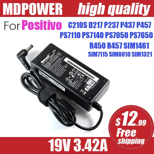 Fuente de alimentación 100% Nova de alta calidad 19V 3.42A para portátil Positivo 19v 3.42a N193 Cce Sti, cargador de CA para laptop.