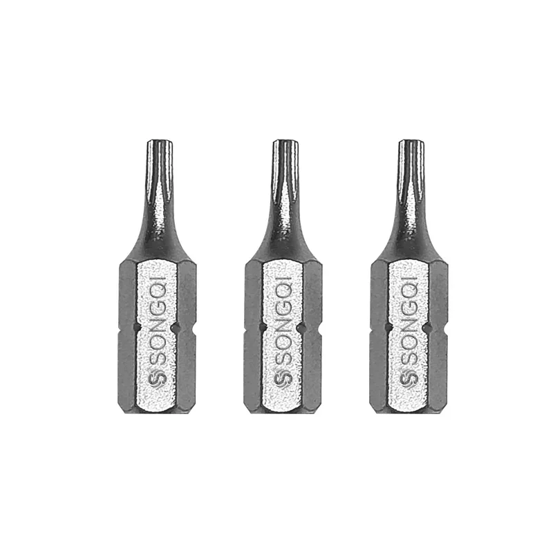 Torx Screwdriver Bit Set, Hex Shank, vários tamanhos, 25mm, 6.35mm, 1/4"