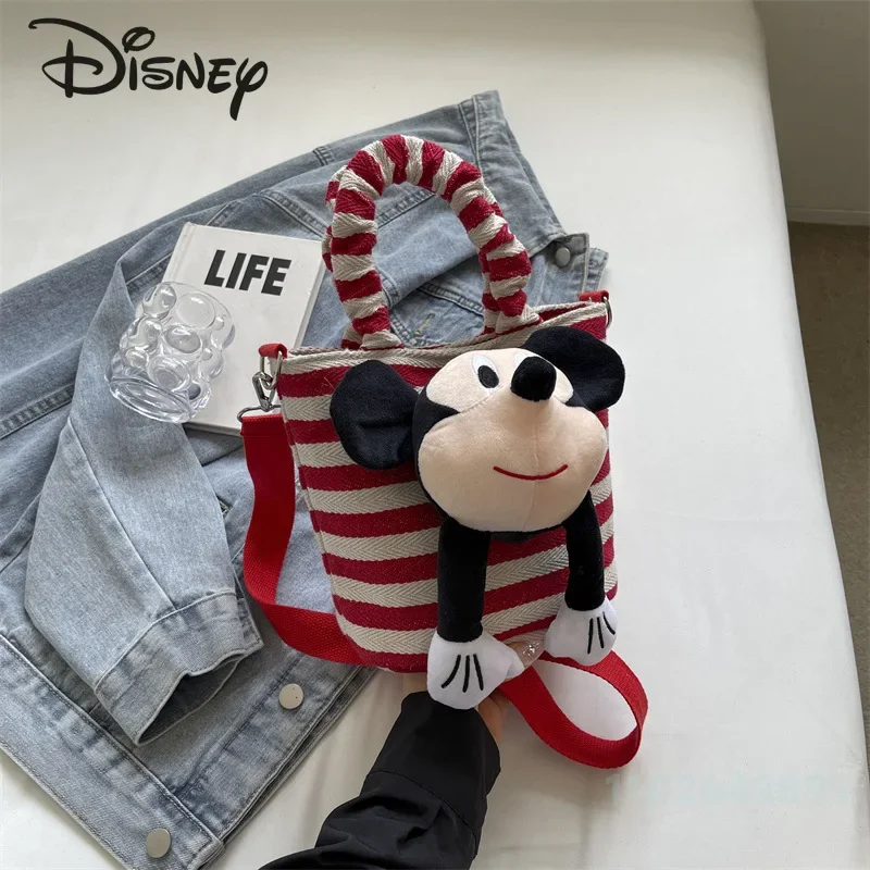 Disney Mickey 2024 New Women's Crossbody Bag Fashion High Quality Women's Crossbody Bag Explosive Canvas Women's Phone Bag