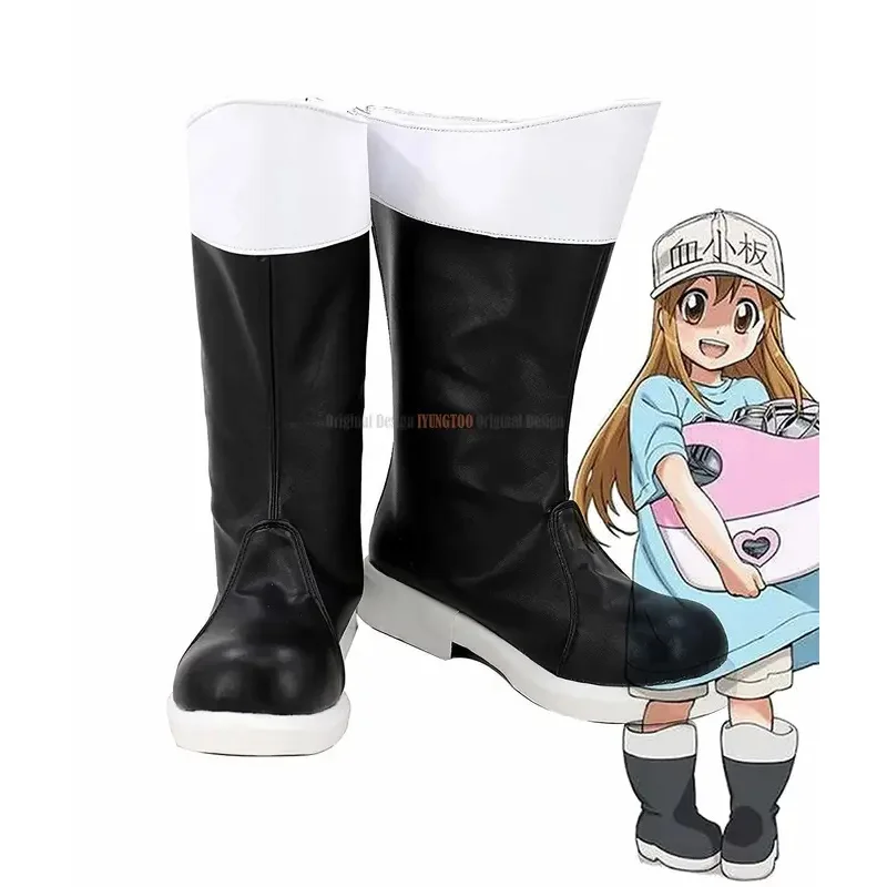 Platelet Shoes Cosplay Anime Cells at Work Blood Platelet Cosplay Boots Black Shoes Custom Made Unisex