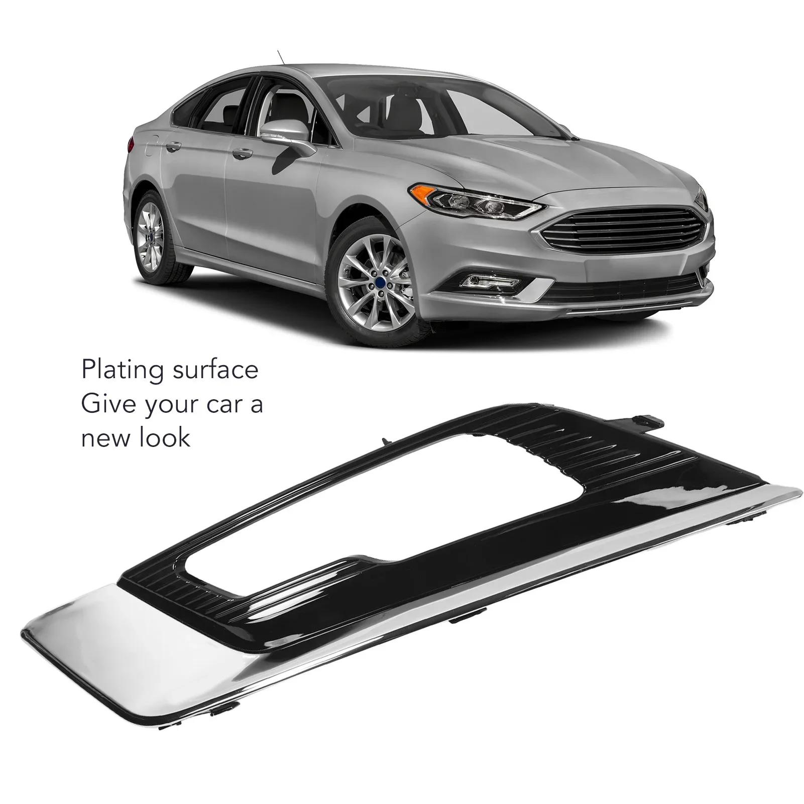 Front Fog Light Grille Cover Scratch Resistant Chrome Fog Lamp Bezel For Fusion Mondeo 2017-2019