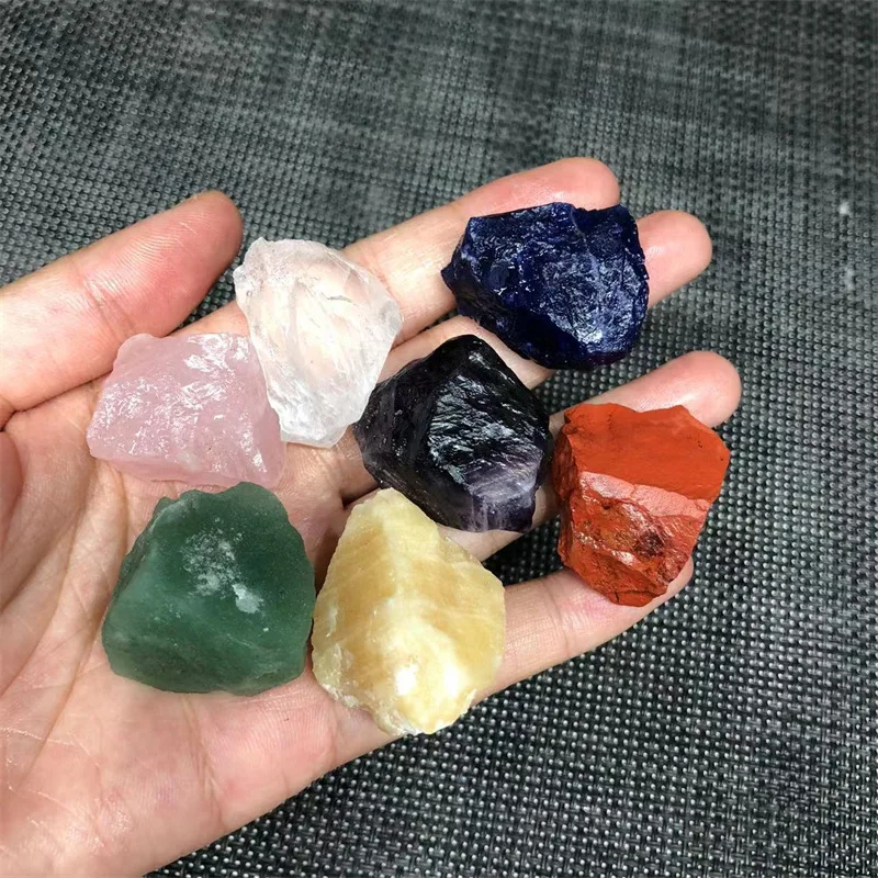 Natural Seven Original Set Decoration Feng Shui Stone Colorful Crystal Ore Gravel Wool