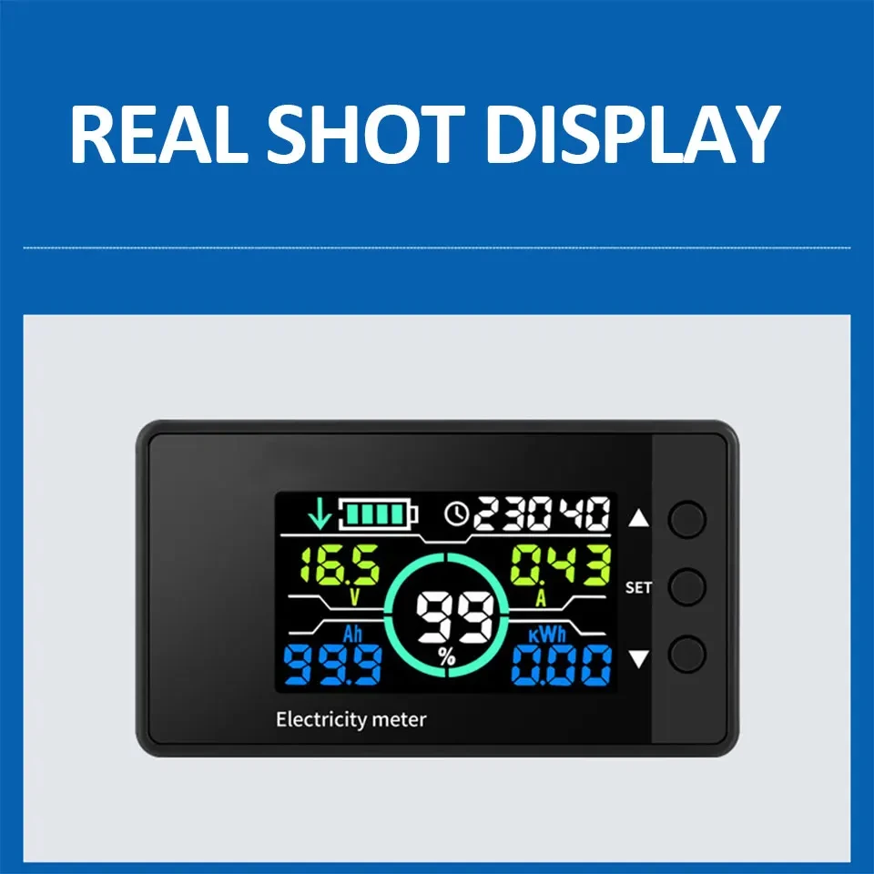 DC7.5-100V Battery Monitor Digital Coulomb Meter LED Display Voltmeter Ammeter Power Meter Wattmeter Battery Capacity Indicator