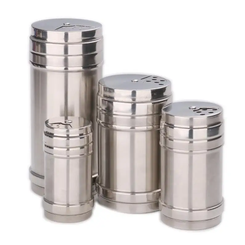 100pcs Stainless Steel Kitchen Gadgets Spice Pepper Shaker Spice Jar Rotating Cover Seasoning Can Salt Sugar Bottle ni77