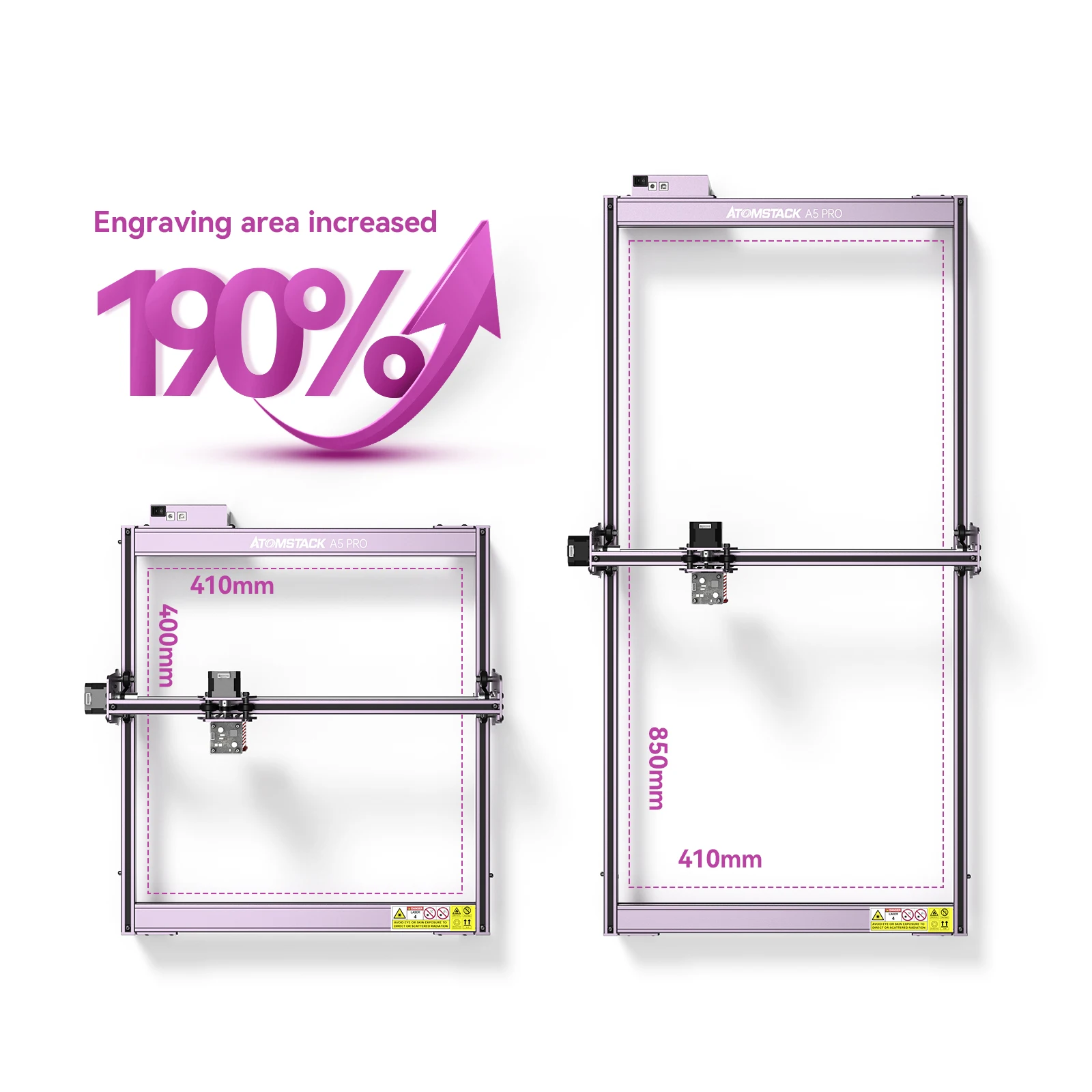 ATOMSTACK Engraving Area Expansion Kit for Extending A5/X7/A10/S10 Machines to 850x410mm V-slo Aluminum Shaft