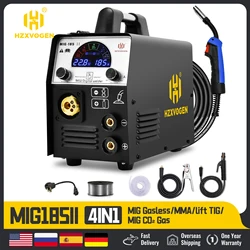 HZXVOGEN Welding Machine MIG185II 5 in 1 MIG Semi-Automatic IGBT Inverter Gas MIG Gasless MIG TIG ARC/MMA Non-Gas Welder