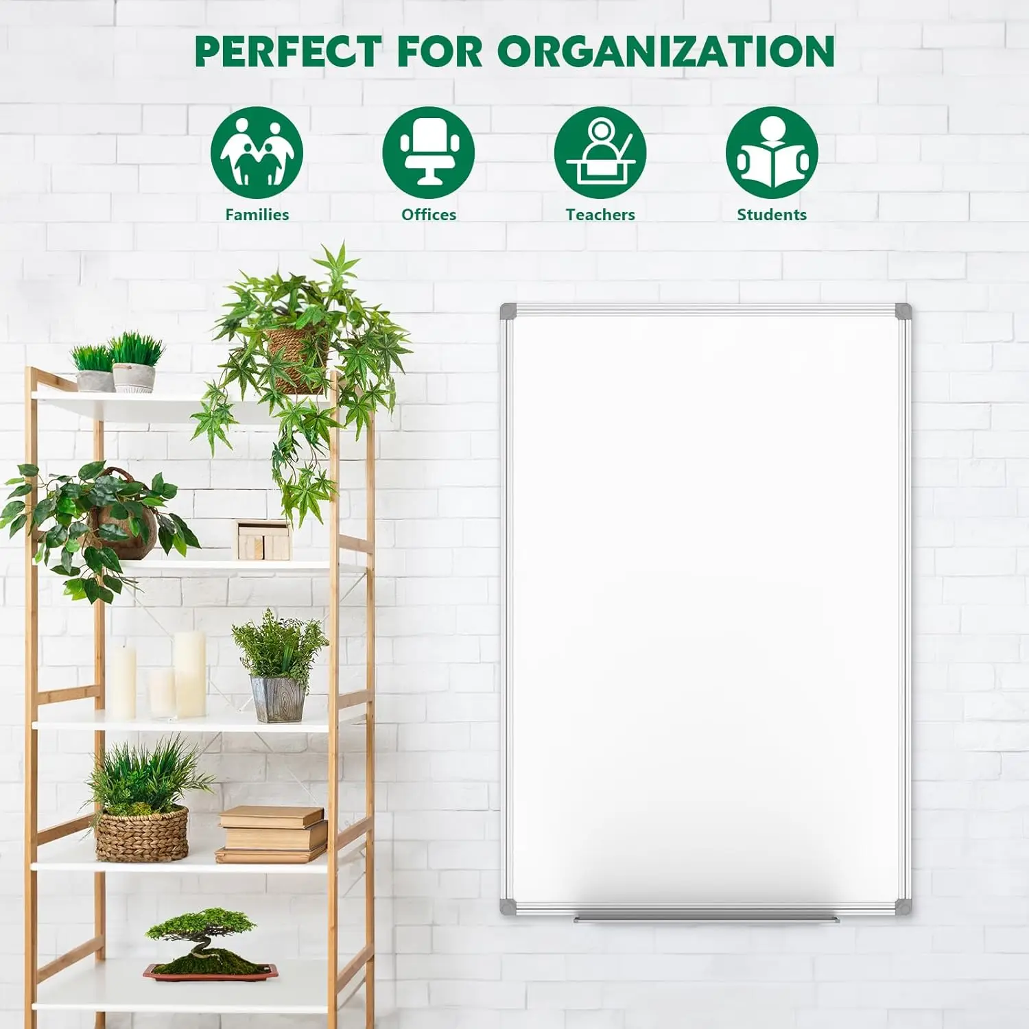 48x36 Inch Magnetic Whiteboard with Aluminum Frame, Includes Marker Tray, 3 Markers, and 8 Magnets for Office or Home Use