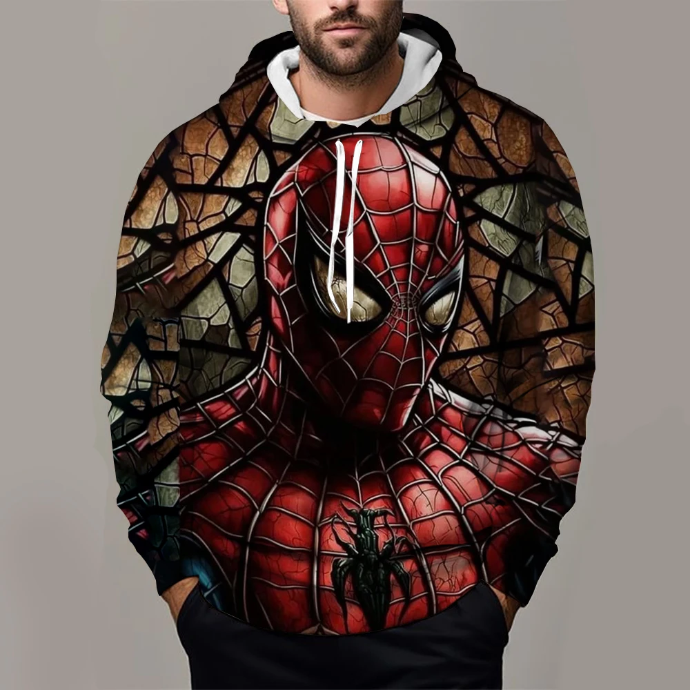 Autumn and Winter New Men's Hoodie 3D Printed with Marvel Spider Man Pattern Outdoor Sports Fashion Street Men's Hoodie