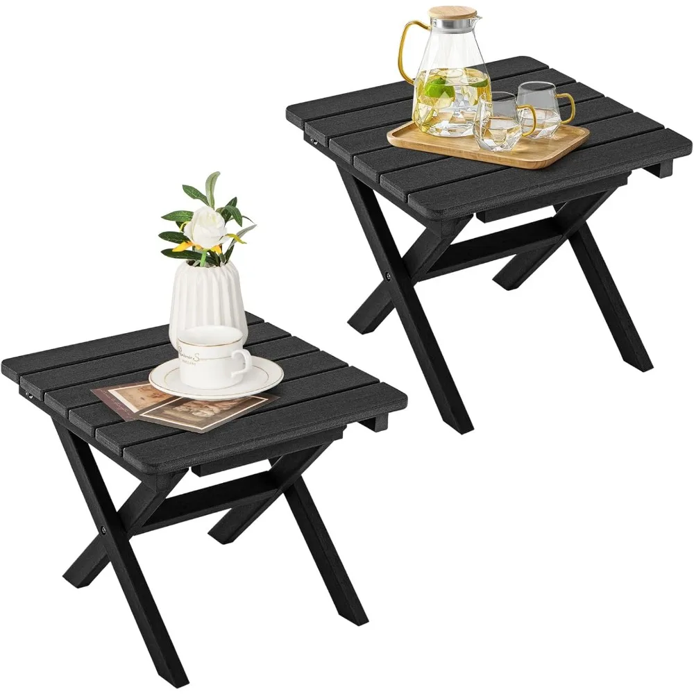 

Folding Adirondack Side Table, Outdoor HDPE Patio End Table for Adirondack Chair, Square Coffee Table with X-Shape Legs
