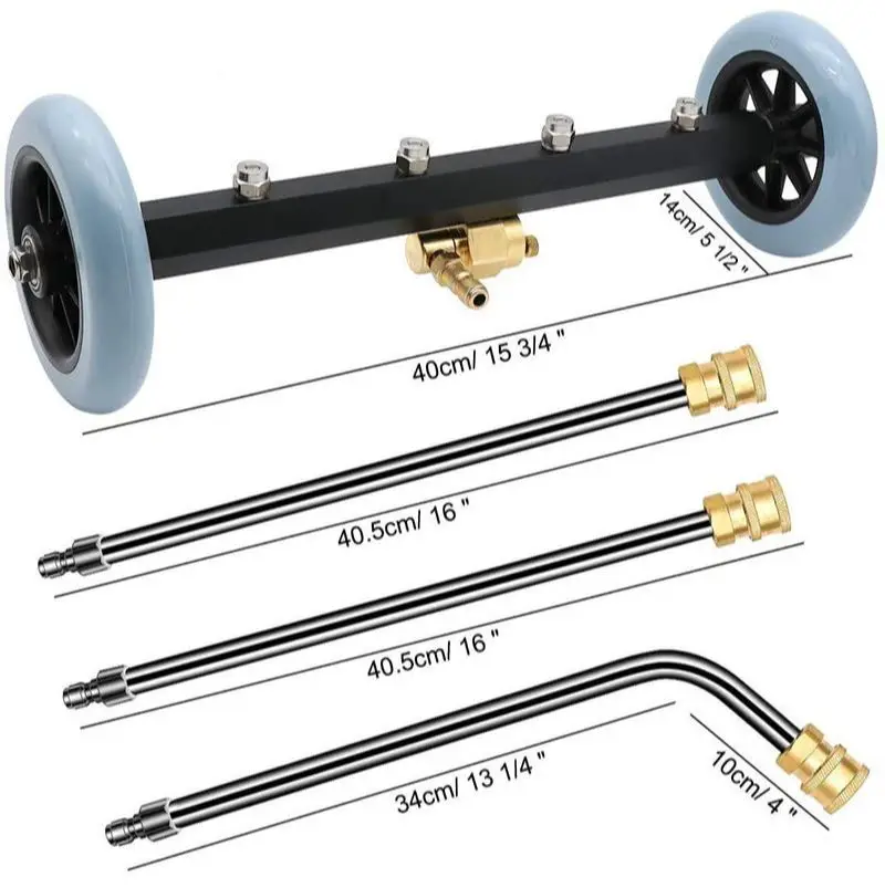 고압 자동차 섀시 와셔, 차체 아래 청소, 물 빗자루 브러시, 자동차 청소기, 1/4 커넥터 포함, 3 완드 세트, 16 인치