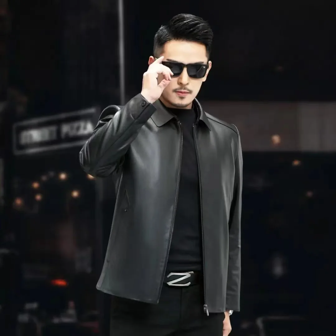 

Новая высококачественная мужская куртка из натуральной кожи, осенне-зимняя тонкая мотоциклетная утолщенная искусственная кожа, водонепроницаемые теплые пальто для мужчин