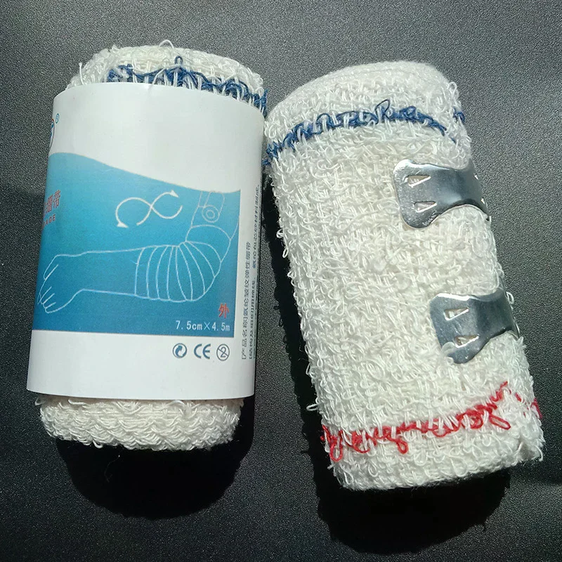 1 rolo 7.5cm x 4.5m bandagem de compressão elástica envoltório com ganchos fita de suporte esportivo atlético para tornozelo, pulso, braço, primeiros socorros de perna