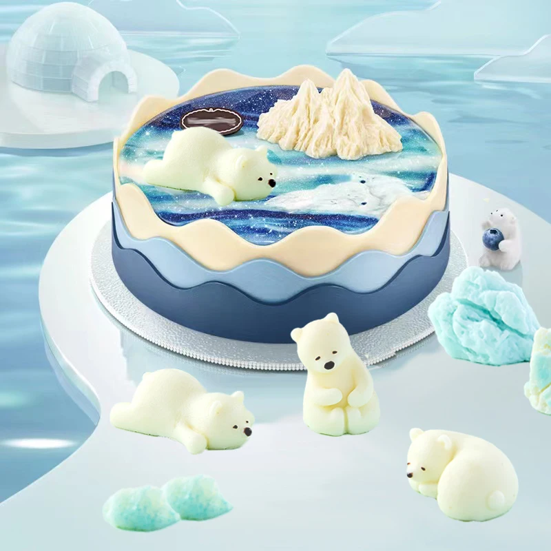 

Cartoon Polar Bear Silicone Molds Penguin Ocean Coral Glacier Snow Mountain Fondant Cake Chocolate Mould Cake Decorating Tools