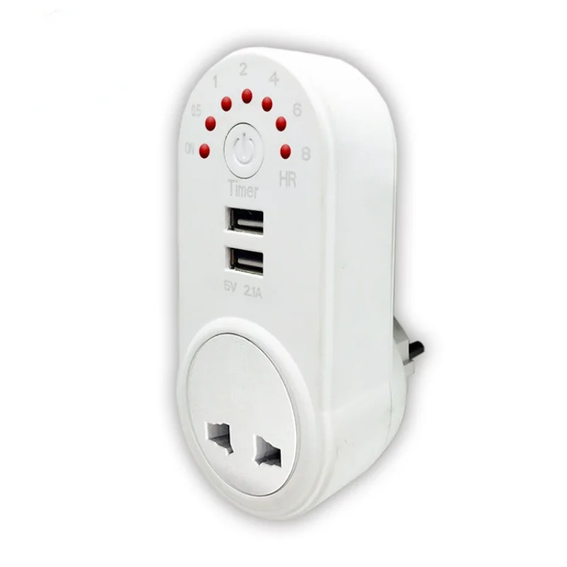American Style USA T with Two 5V 2.1A USB Sockets with Countdown Timer Control for Home Applicance 15A