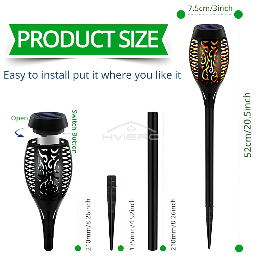 1/2/4/6/8X Lawn Path Yard Patio Floor Lamp 12LED Solar Flame Torch Lights Waterproof Garden Decoration Outdoor Flickering Light