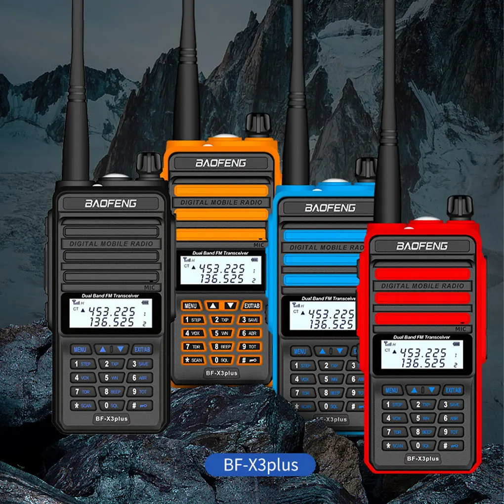 BF-X3plus Long Range Walkie Talkie, Interkom durável, azul, alta potência, apto para aventuras ao ar livre, Tiga Tahap