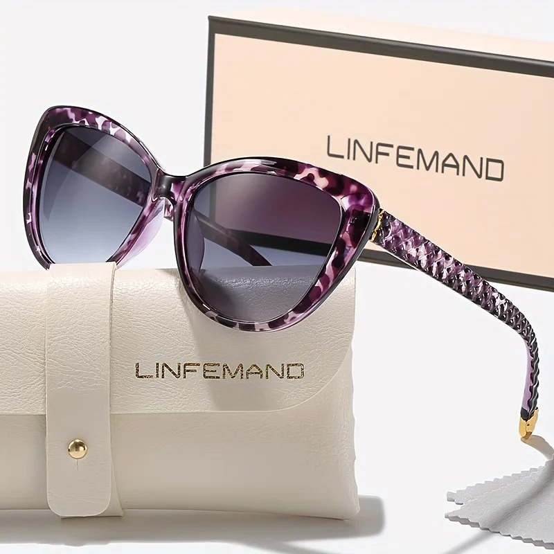 LINFEMAND Flower Cat Eye UV400 Sonnenbrille Damenmode Mode Brille Party Club Wear Urlaubsgeschenk
