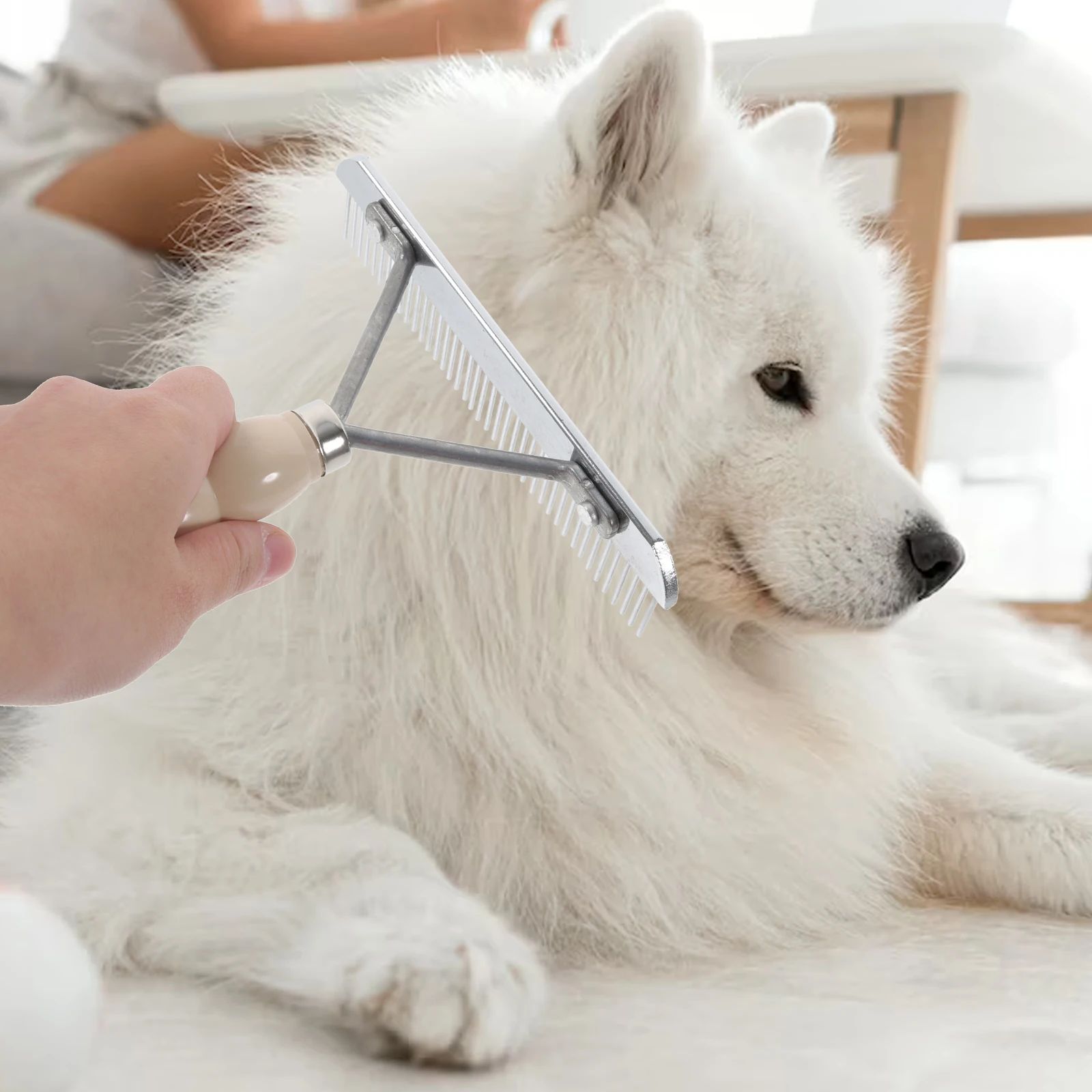 

Dog Cat Rake Brush Pet Hair Grooming Tool 16 5x15cm Non slip H Stainless Steel Matted Cleaner Large Size