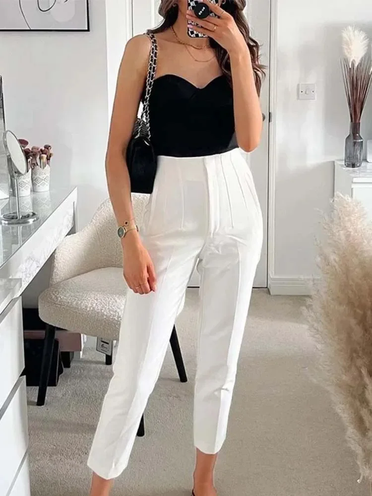 Willshela 2023 Pencil Women Pants High Waist Pants for Women With Seam Detail Streetwear Woman Ankle Trousers Autumn Office Pant
