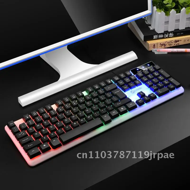 

Li Magnesium TX35 Светящаяся проводная механическая клавиатура с подвеской для домашнего игрового компьютера USB Бизнес-офисная клавиатура черный/белый