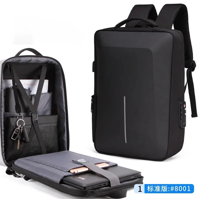 Men's Casual Hard Shell Backpack Anti-theft Backpack Fasion Business Computer Bag High Capacity Travel USB Charging Bag For Male