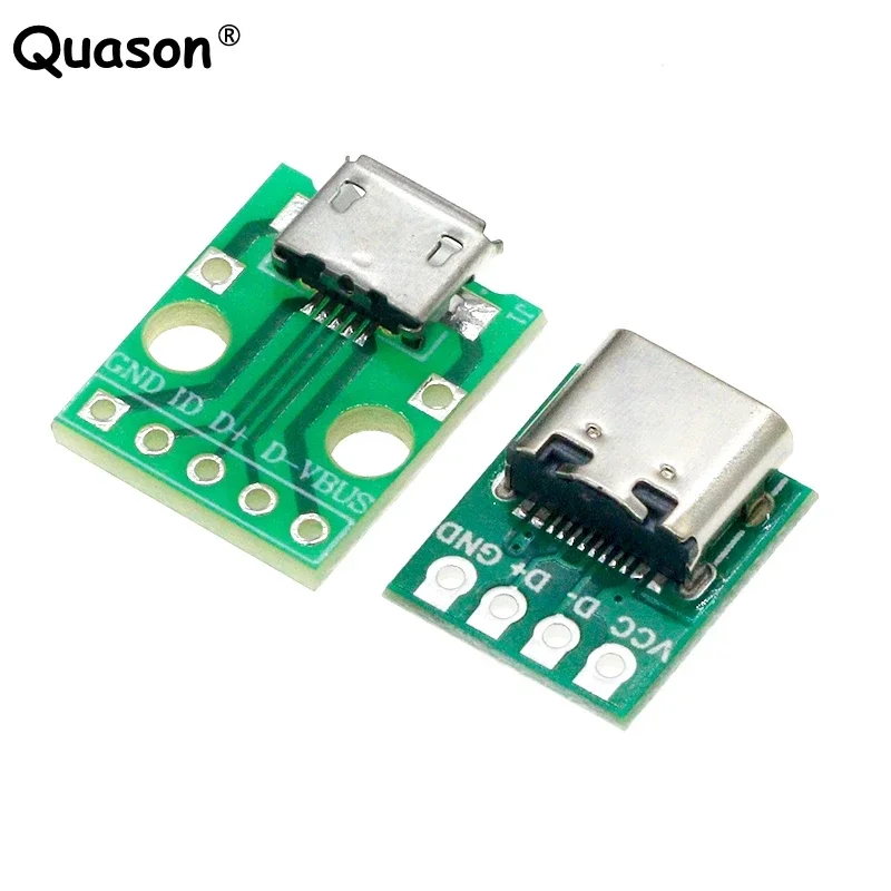 10pcs Micro USB To DIP Adapter 5pin Female Connector Module Board Panel Female 5-Pin Pinboard B Type PCB 2.54 MM