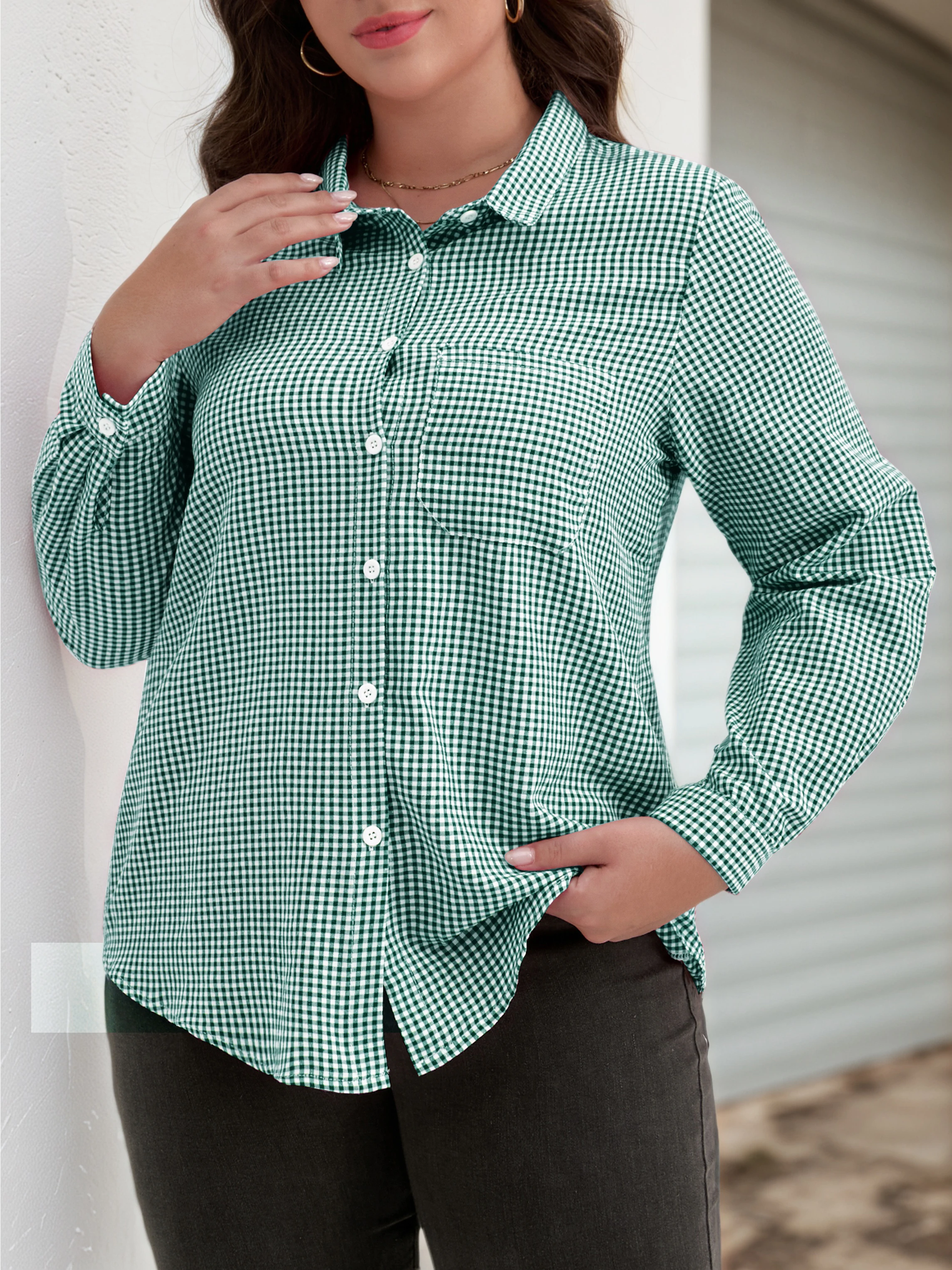 

Женская рубашка больших размеров в клетку с длинными рукавами, весенне-осенний хит продаж, женский топ, свободная повседневная женская одежда